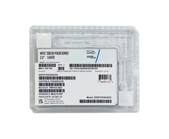 Накопитель SSD U.2 2.5" 3.84TB D5-P5530 15mm INTEL (SSDPF2KX038XZN1), изображение 4 Накопитель SSD U.2 2.5" 3.84TB D5-P5530 15mm INTEL (SSDPF2KX038XZN1), изображение 4