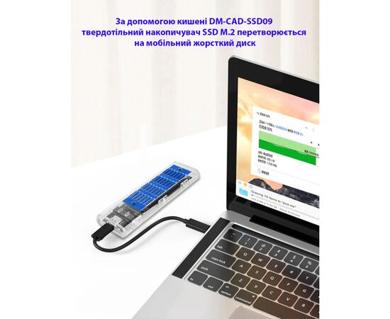 Карман внешний Dynamode M.2 SSD NVMe/SATA combo ч-з USB3.2 GEN2 Type-C (DM-CAD-SSD09), изображение 6 Карман внешний Dynamode M.2 SSD NVMe/SATA combo ч-з USB3.2 GEN2 Type-C (DM-CAD-SSD09), изображение 6