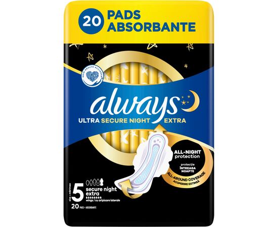 Гигиенические прокладки Always Ultra Secure Night Extra Размер 5 20 шт. (8006540903766), изображение 2 Гигиенические прокладки Always Ultra Secure Night Extra Размер 5 20 шт. (8006540903766), изображение 2