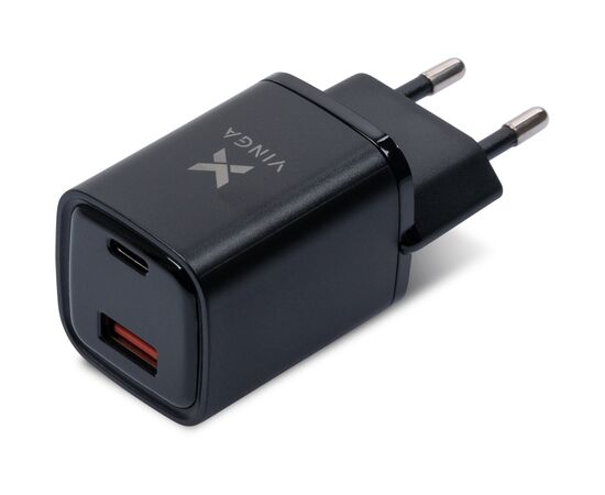 Зарядное устройство Vinga USB-C PD30W + USB-A QC30W Display 33W Max (VCR30ACDB), изображение 2 Зарядное устройство Vinga USB-C PD30W + USB-A QC30W Display 33W Max (VCR30ACDB), изображение 2