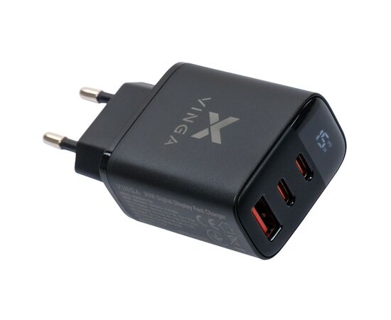 Зарядное устройство Vinga 2xUSB-C PD30W + USB-A QC30W Display 30W Max (VCR30ACCDB), изображение 6 Зарядное устройство Vinga 2xUSB-C PD30W + USB-A QC30W Display 30W Max (VCR30ACCDB), изображение 6