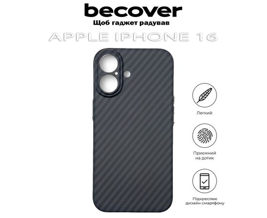 Чехол для мобильного телефона BeCover Carbonite Case (MagSafe) для Apple iPhone 16 Black (712067), изображение 5
