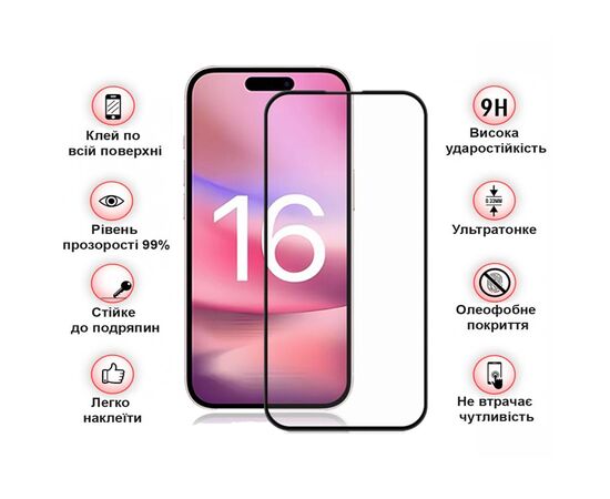 Стекло защитное BeCover Apple iPhone 16 Black (712122), изображение 3 Стекло защитное BeCover Apple iPhone 16 Black (712122), изображение 3