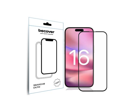 Стекло защитное BeCover Apple iPhone 16 Black (712122)