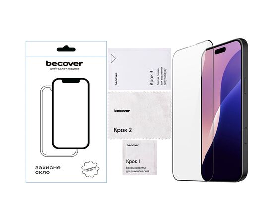 Стекло защитное BeCover Apple iPhone 16 Pro Max Black (712125), изображение 4 Стекло защитное BeCover Apple iPhone 16 Pro Max Black (712125), изображение 4