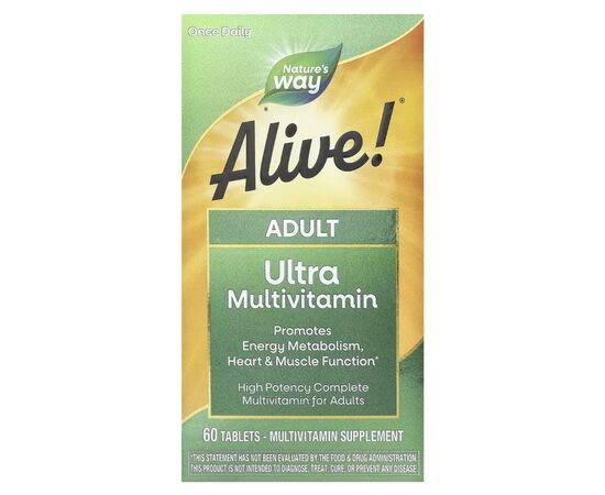 Мультивитамин Nature's Way Мультивитамины для взрослых, Alive! Adult Ultra Potency Complete Multivitam (NWY-15679), изображение 2 Мультивитамин Nature's Way Мультивитамины для взрослых, Alive! Adult Ultra Potency Complete Multivitam (NWY-15679), изображение 2