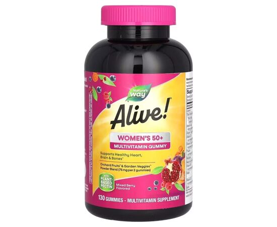 Мультивітамін Nature's Way Мультивітаміни для жінок 50+, смак ягід, Alive! Women''s 50+ Gummy Mu (NWY-11537)