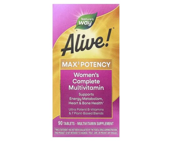 Мультивитамин Nature's Way Мультивитамины для женщин, Alive! Max3 Potency, Women''s Complete Multivitamin (NWY-15543), изображение 2 Мультивитамин Nature's Way Мультивитамины для женщин, Alive! Max3 Potency, Women''s Complete Multivitamin (NWY-15543), изображение 2
