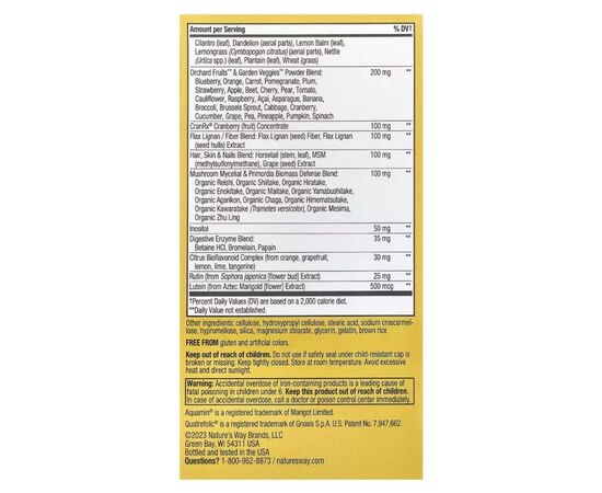 Мультивитамин Nature's Way Мультивитамины для женщин, Alive! Max3 Potency, Women''s Complete Multivitamin (NWY-15543), изображение 4 Мультивитамин Nature's Way Мультивитамины для женщин, Alive! Max3 Potency, Women''s Complete Multivitamin (NWY-15543), изображение 4