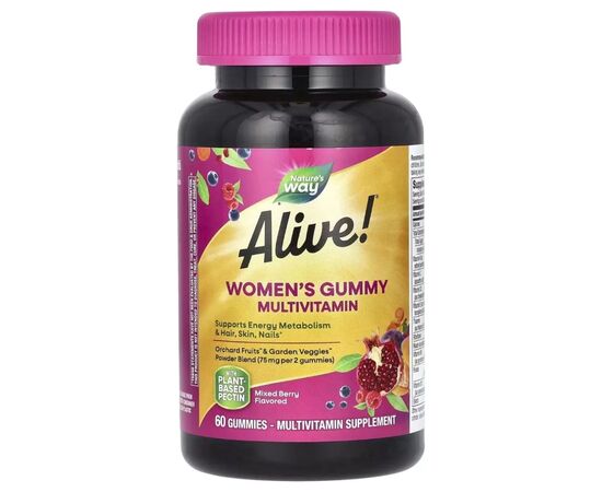 Мультивітамін Nature's Way Мультивітаміни для жінок, смак ягід, Alive! Women's Gummy Multivitam (NWY-15903)