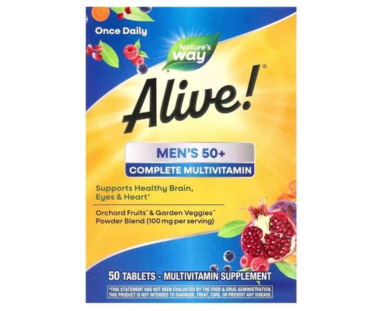 Мультивітамін Nature's Way Мультивітаміни для чоловіків 50+ Alive! Men's 50+ Complete Multivitamin, 50 т (NWY-13661)