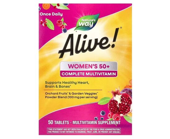 Мультивитамин Nature's Way Мультивитамины полного комплекса для женщин 50+, Alive! Women (NWY-13662), изображение 2 Мультивитамин Nature's Way Мультивитамины полного комплекса для женщин 50+, Alive! Women (NWY-13662), изображение 2