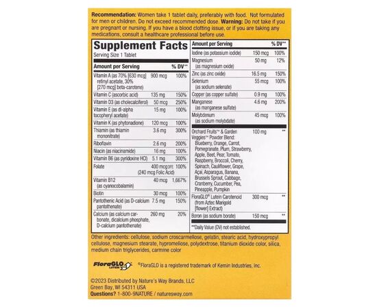 Мультивитамин Nature's Way Мультивитамины полного комплекса для женщин 50+, Alive! Women (NWY-13662), изображение 3 Мультивитамин Nature's Way Мультивитамины полного комплекса для женщин 50+, Alive! Women (NWY-13662), изображение 3