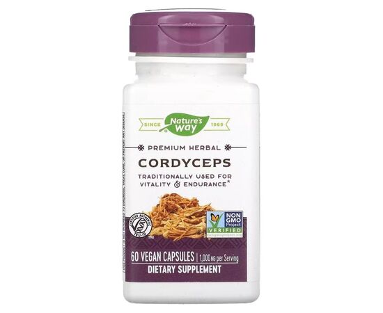Витаминно-минеральный комплекс Nature's Way Кордицепс, 500 мг, Cordyceps, 60 вегетарианских капсул (NWY-15384)