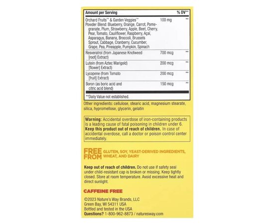 Витаминно-минеральный комплекс Nature's Way Мультивитамины с железом, полный комплекс, Alive! Daily Energy, (NWY-60192), изображение 4 Витаминно-минеральный комплекс Nature's Way Мультивитамины с железом, полный комплекс, Alive! Daily Energy, (NWY-60192), изображение 4