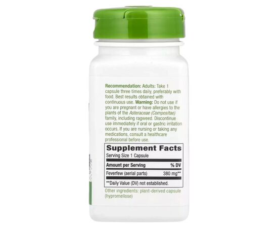 Витаминно-минеральный комплекс Nature's Way Пиретрум девичий (девичья пижма), 380 мг, Feverfew Herb, 100 веге (NWY-12850), изображение 2 Витаминно-минеральный комплекс Nature's Way Пиретрум девичий (девичья пижма), 380 мг, Feverfew Herb, 100 веге (NWY-12850), изображение 2
