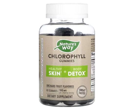 Вітамінно-мінеральний комплекс Nature's Way Хлорофіл, 100 мг, смак фруктів, Chlorophyll Gummies, 60 жувальні (NWY-14260)