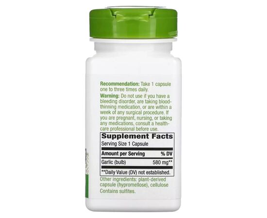 Витаминно-минеральный комплекс Nature's Way Чеснок, 580 мг, Garlic Bulb, 100 вегетарианских капсул (NWY-13000), изображение 2 Витаминно-минеральный комплекс Nature's Way Чеснок, 580 мг, Garlic Bulb, 100 вегетарианских капсул (NWY-13000), изображение 2
