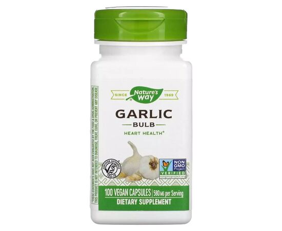 Витаминно-минеральный комплекс Nature's Way Чеснок, 580 мг, Garlic Bulb, 100 вегетарианских капсул (NWY-13000)
