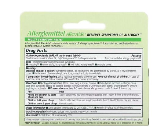 Витаминно-минеральный комплекс Boericke & Tafel Средство от аллергии, Allergy Relief, Allergiemittel AllerAide, 40 таблето (BAT-12590), изображение 2 Витаминно-минеральный комплекс Boericke & Tafel Средство от аллергии, Allergy Relief, Allergiemittel AllerAide, 40 таблето (BAT-12590), изображение 2