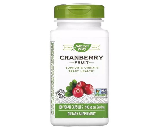 Травы Nature's Way Клюква, 930 мг, Cranberry Fruit, 180 вегетарианских капсул (NWY-15361)