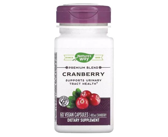 Травы Nature's Way Клюква, премиум-смесь, 400 мг, Cranberry, 60 вегетарианских ка (NWY-15134)