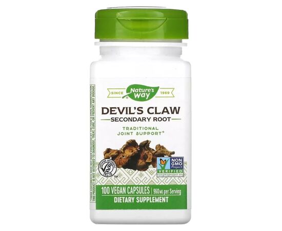 Трави Nature's Way Кіготь Диявола (Гарпагофітум), 480 мг, Devil''s Claw, Secondary Root, 100 (NWY-12350)