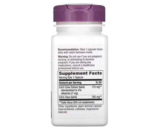 Травы Nature's Way Кошачий коготь, премиум экстракт, 175 мг, Premium Extract, Cat''s Claw, (NWY-60700), изображение 2 Травы Nature's Way Кошачий коготь, премиум экстракт, 175 мг, Premium Extract, Cat''s Claw, (NWY-60700), изображение 2