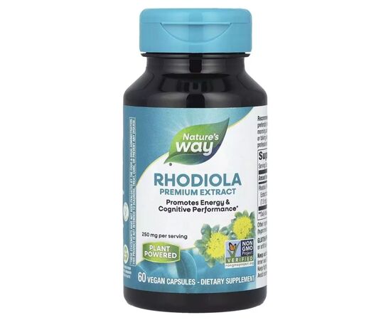 Трави Nature's Way Родіола, 250 мг, Rhodiola, Premium Extract, 60 вегетаріанських капсул (NWY-15321)
