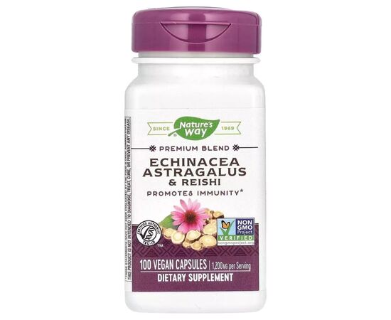 Травы Nature's Way Эхинацея, астрагал и рейши, 1200 мг, Echinacea Astragalus&Reishi, 100 ве (NWY-00413)