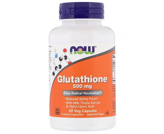 Аминокислота Now Foods Глутатион, Glutathione, 500 мг, 60 вегетарианских капсул (NOW-00104)