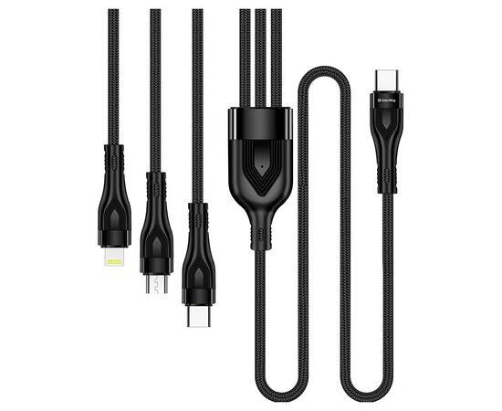 Дата кабель USB 2.0 AM to Lightning + Micro 5P + Type-C 1.2m 3.0A (PD60W data) Black ColorWay (CW-CBPDU3060-BK), изображение 2 Дата кабель USB 2.0 AM to Lightning + Micro 5P + Type-C 1.2m 3.0A (PD60W data) Black ColorWay (CW-CBPDU3060-BK), изображение 2