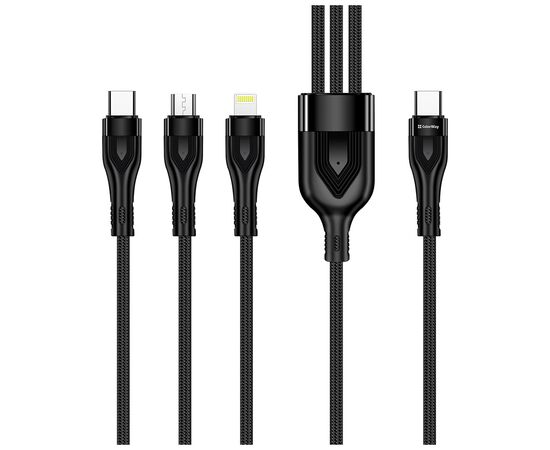 Дата кабель USB 2.0 AM to Lightning + Micro 5P + Type-C 1.2m 3.0A (PD60W data) Black ColorWay (CW-CBPDU3060-BK), изображение 3 Дата кабель USB 2.0 AM to Lightning + Micro 5P + Type-C 1.2m 3.0A (PD60W data) Black ColorWay (CW-CBPDU3060-BK), изображение 3