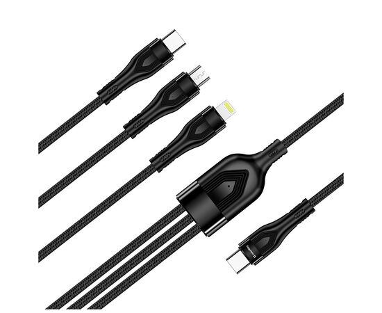 Дата кабель USB 2.0 AM to Lightning + Micro 5P + Type-C 1.2m 3.0A (PD60W data) Black ColorWay (CW-CBPDU3060-BK), изображение 4 Дата кабель USB 2.0 AM to Lightning + Micro 5P + Type-C 1.2m 3.0A (PD60W data) Black ColorWay (CW-CBPDU3060-BK), изображение 4