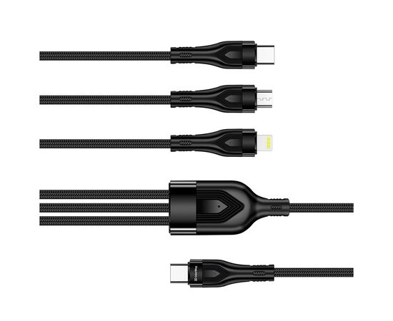 Дата кабель USB 2.0 AM to Lightning + Micro 5P + Type-C 1.2m 3.0A (PD60W data) Black ColorWay (CW-CBPDU3060-BK), изображение 5 Дата кабель USB 2.0 AM to Lightning + Micro 5P + Type-C 1.2m 3.0A (PD60W data) Black ColorWay (CW-CBPDU3060-BK), изображение 5