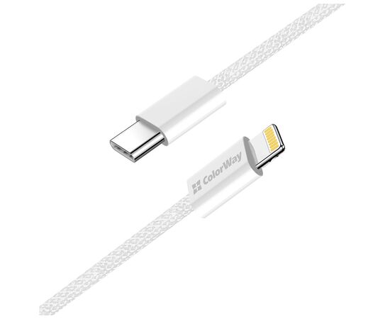 Дата кабель USB-C to Lightning 1.0m 27W grey ColorWay (CW-CBPDCL061-GR), изображение 5 Дата кабель USB-C to Lightning 1.0m 27W grey ColorWay (CW-CBPDCL061-GR), изображение 5