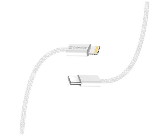Дата кабель USB-C to Lightning 1.0m 27W grey ColorWay (CW-CBPDCL061-GR), изображение 6 Дата кабель USB-C to Lightning 1.0m 27W grey ColorWay (CW-CBPDCL061-GR), изображение 6