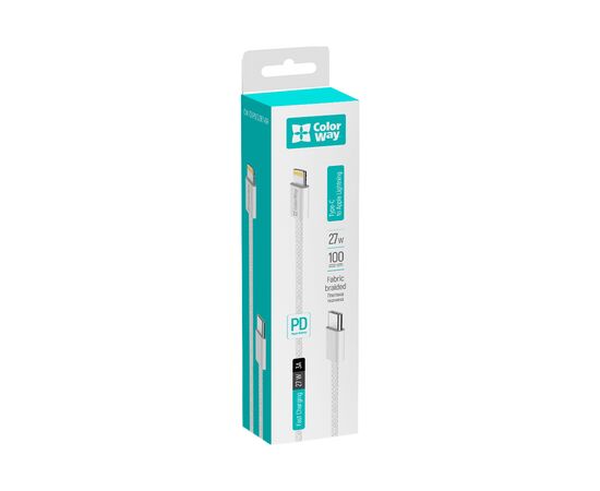 Дата кабель USB-C to Lightning 1.0m 27W grey ColorWay (CW-CBPDCL061-GR), изображение 8 Дата кабель USB-C to Lightning 1.0m 27W grey ColorWay (CW-CBPDCL061-GR), изображение 8