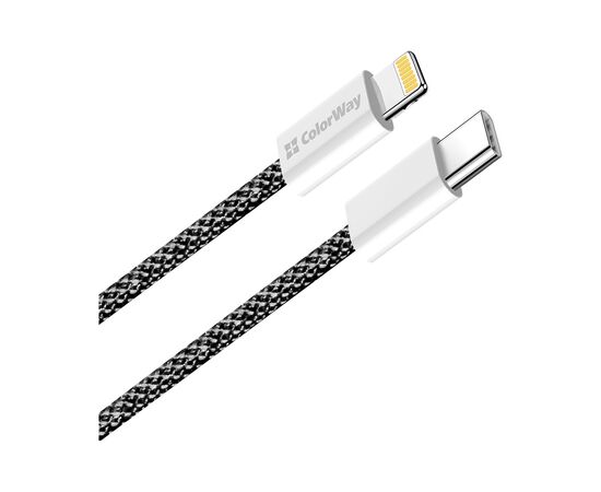Дата кабель USB-C to Lightning 1.0m 27W black ColorWay (CW-CBPDCL061-BK), изображение 2 Дата кабель USB-C to Lightning 1.0m 27W black ColorWay (CW-CBPDCL061-BK), изображение 2