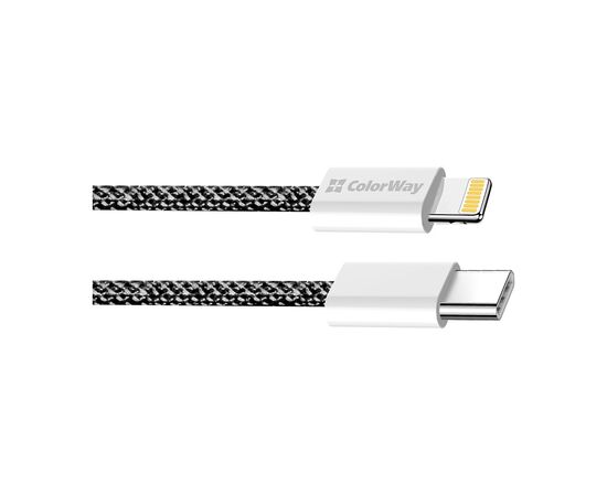Дата кабель USB-C to Lightning 1.0m 27W black ColorWay (CW-CBPDCL061-BK), изображение 3 Дата кабель USB-C to Lightning 1.0m 27W black ColorWay (CW-CBPDCL061-BK), изображение 3