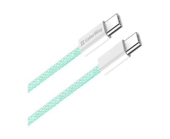 Дата кабель USB-C to USB-C 1.0m 60W 3.0А green ColorWay (CW-CBPDCC061-G), изображение 2 Дата кабель USB-C to USB-C 1.0m 60W 3.0А green ColorWay (CW-CBPDCC061-G), изображение 2