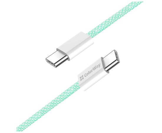 Дата кабель USB-C to USB-C 1.0m 60W 3.0А green ColorWay (CW-CBPDCC061-G), изображение 4 Дата кабель USB-C to USB-C 1.0m 60W 3.0А green ColorWay (CW-CBPDCC061-G), изображение 4