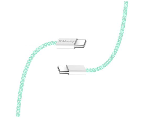 Дата кабель USB-C to USB-C 1.0m 60W 3.0А green ColorWay (CW-CBPDCC061-G), изображение 5 Дата кабель USB-C to USB-C 1.0m 60W 3.0А green ColorWay (CW-CBPDCC061-G), изображение 5