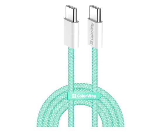 Дата кабель USB-C to USB-C 1.0m 60W 3.0А green ColorWay (CW-CBPDCC061-G)