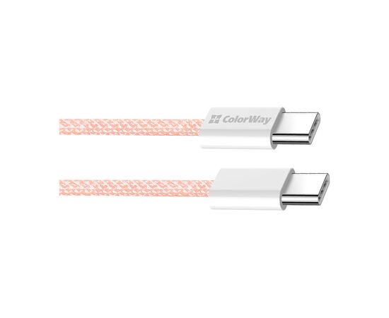 Дата кабель USB-C to USB-C 1.0m 60W 3.0А pink ColorWay (CW-CBPDCC061-P), изображение 3 Дата кабель USB-C to USB-C 1.0m 60W 3.0А pink ColorWay (CW-CBPDCC061-P), изображение 3