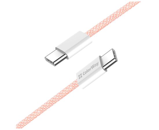 Дата кабель USB-C to USB-C 1.0m 60W 3.0А pink ColorWay (CW-CBPDCC061-P), изображение 4 Дата кабель USB-C to USB-C 1.0m 60W 3.0А pink ColorWay (CW-CBPDCC061-P), изображение 4