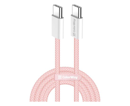 Дата кабель USB-C to USB-C 1.0m 60W 3.0А pink ColorWay (CW-CBPDCC061-P)