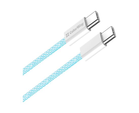 Дата кабель USB-C to USB-C 1.0m 60W 3.0А blue ColorWay (CW-CBPDCC061-BL), изображение 2 Дата кабель USB-C to USB-C 1.0m 60W 3.0А blue ColorWay (CW-CBPDCC061-BL), изображение 2