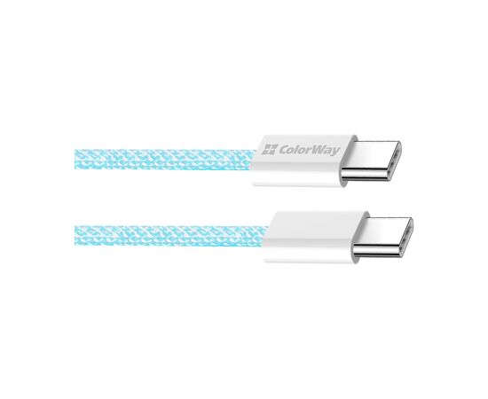 Дата кабель USB-C to USB-C 1.0m 60W 3.0А blue ColorWay (CW-CBPDCC061-BL), изображение 3 Дата кабель USB-C to USB-C 1.0m 60W 3.0А blue ColorWay (CW-CBPDCC061-BL), изображение 3
