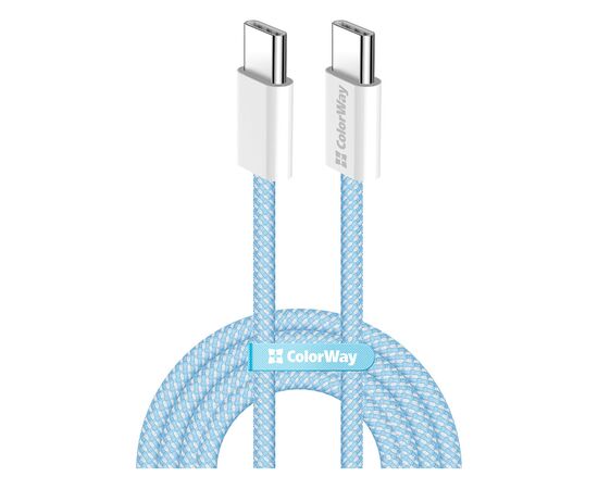 Дата кабель USB-C to USB-C 1.0m 60W 3.0А blue ColorWay (CW-CBPDCC061-BL)
